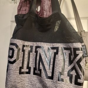 Pink tote bag.